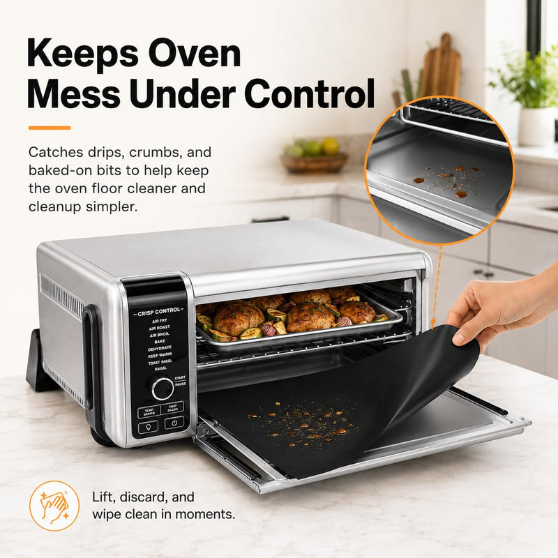 Replacement Crumb Tray Suitable for Ninja Foodi SP101 SP151 Air Fryer Toaster Oven, Includes 4 Pack Reusable Non-Stick Oven Liners, Heat Resistant & Dishwasher Safe Accessories