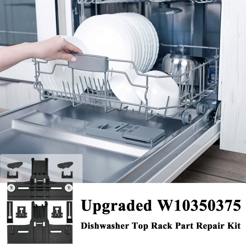 Upgraded W10350375 Dishwasher Top Rack Adjuster & W10195839 Rack Adjuster & W10195840 Arm Positioner & 10508950 Stop Clip & W10250160 Clip Lock, Replacement for Whirlpool Dishwasher Parts, 10 Pack