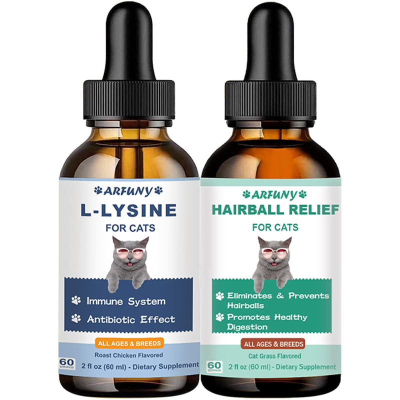 Lysine for Cats and Hairball Treatment for Cats - Support Immunity, Respiratory Health - Hairball Remedy- Promote Healthy Digestion - Roast Chicken & Cat Grass Flavor, for All Ages & Breeds