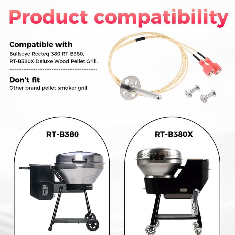 RTD Temperature Probe Sensor Replacement for Bullseye Recteq RT-B380 RT-B380X Wood Pellet Grill Probe Sensor