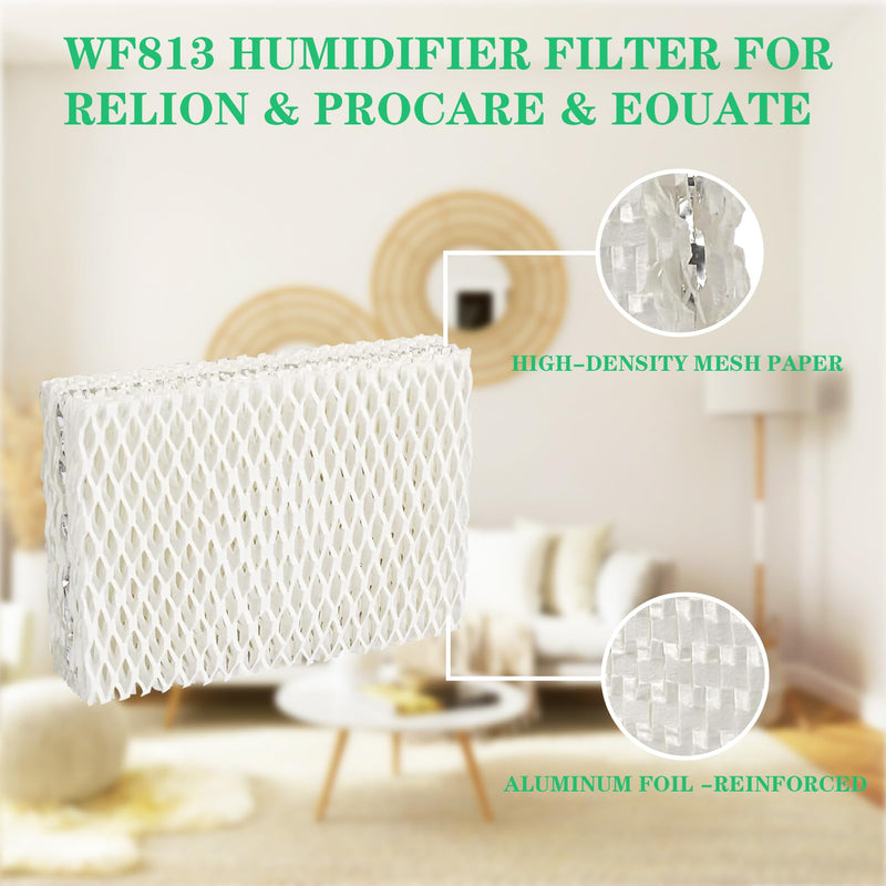kakofaci 6 Pack WF813 Humidifier Filters Replacement Compatible with Equate EQWF813 PCWF813 Relion RCM832 RCM-832N Protec RWF813 EQ-2119-UL PCCM-832N Cool Mist Humidifiers Wick Filter