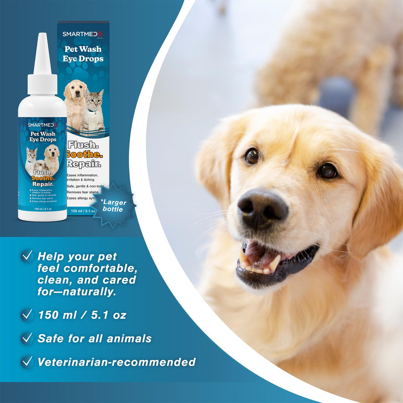 Large Pet Eye Wash 5.1 oz Gentle Eye Irritation Solution for Pets Removes Dirt, Debris & Tear Stains Safe for Daily Use 1 count