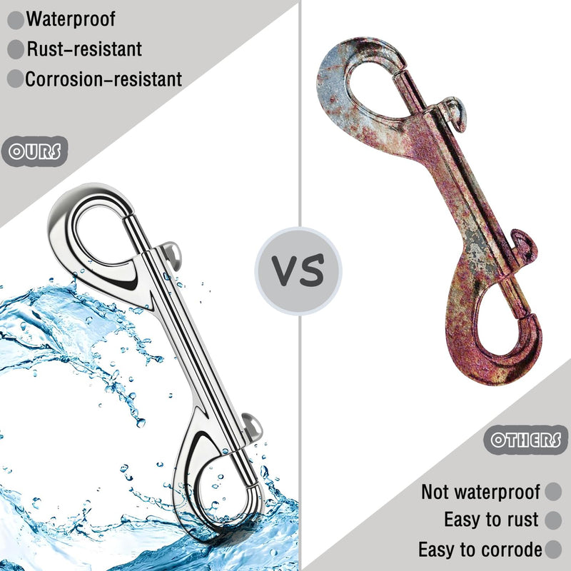 5 PCS Double Ended Snaps, 3.5 Inch Zinc Alloy Trigger Bolt Snaps Hooks, Silver Double Ended Metal Clips for Pet Dog Leash, Water Bucket, Carabiner, Key Holder, Home Use