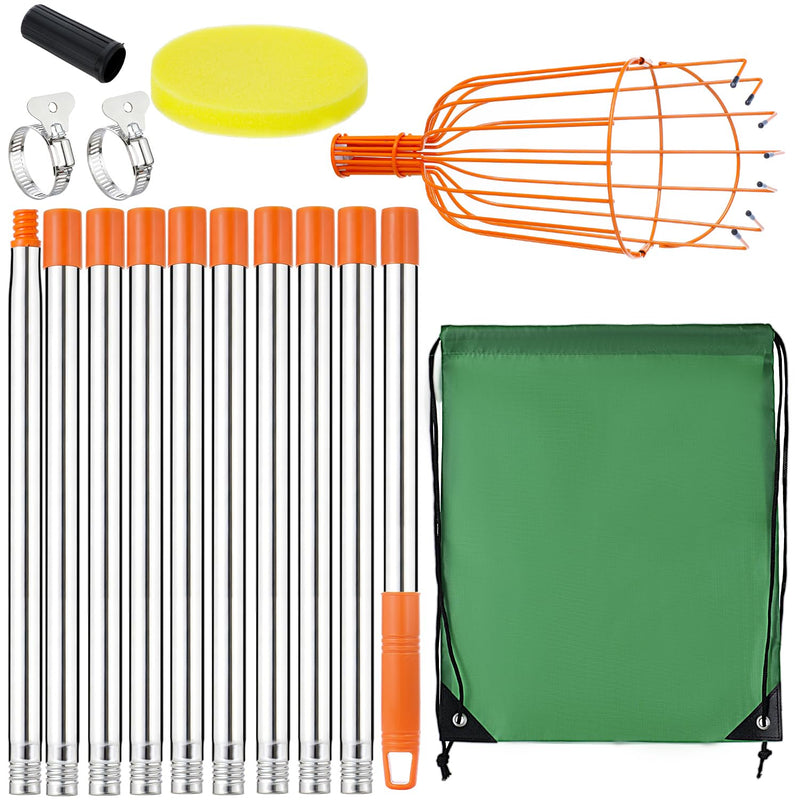 Fruit Picker Pole Tool with Basket Long Handle, 27-170 Inch Adjustable Fruits Picking Pole Tool for Apple Lemon Orange Mango Avocado Fruit Tree Picking