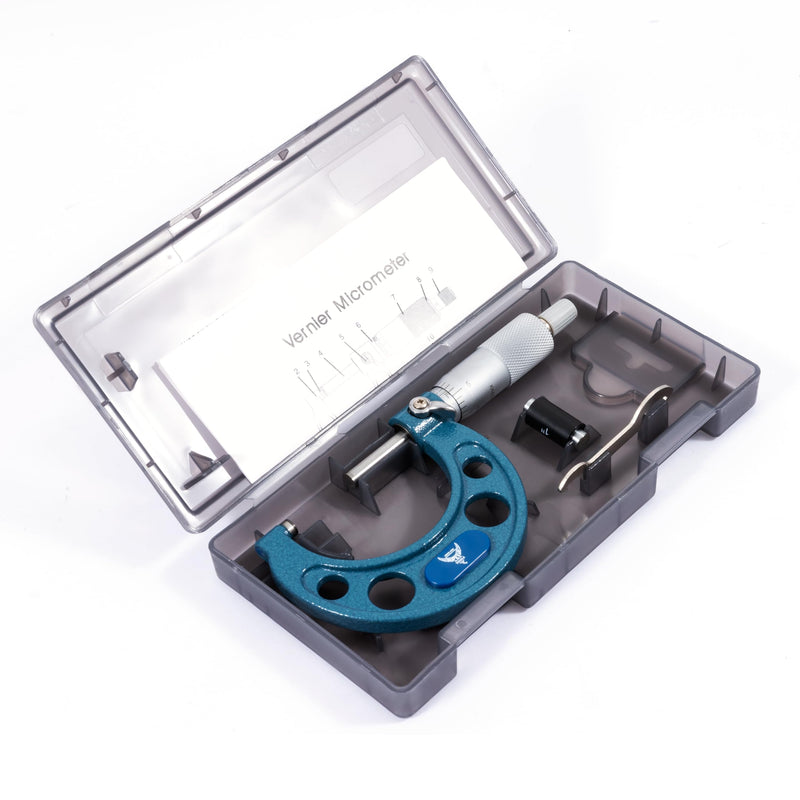 PEC Tools 1-2" Outside Micrometer | Industrial-Grade Precision Measuring Tool, Hardened Steel, High-Accuracy with Ratchet Stop, Carbide-Tipped Measuring Faces 1-2“