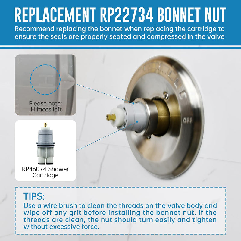 RP46074 Shower Valve Cartridge Replacement for Delta 13/14 Series Single-Handle Shower Faucet, Universal Shower Valve Cartridge Repair Assembly, Replacement Monitor Cartridge Parts