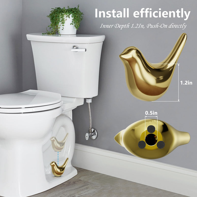 2Packs Ceramic Gold Birds Toilet Bolt Caps & 4Packs Universal Toilet Bolt Covers, Bathroom Decorative Toilet Floor Screw Cover Caps Easy Installation