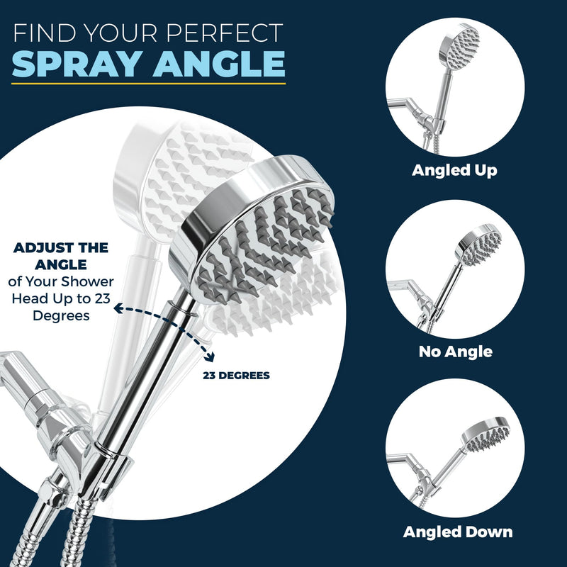 HammerHead Showers® ALL METAL Handheld Shower Head Holder - CHROME - Adjustable Shower Wand Holder with Universal Wall Hook Bracket and Pivot Ball - Hand Held Shower Head Holder - Shower Hose Holder