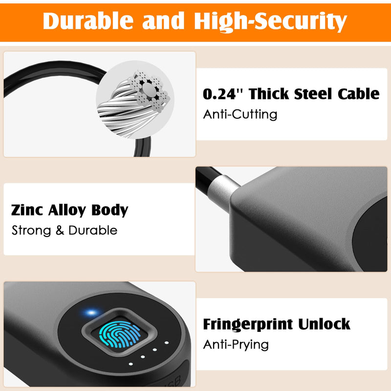 Fingerprint Fridge Lock,Child Proof Refrigerator Lock for Kids & Adults,Smart Cable Lock APP Control Waterproof Cabinet Lock for Fridge French Door Cabinet Gate Fence Black