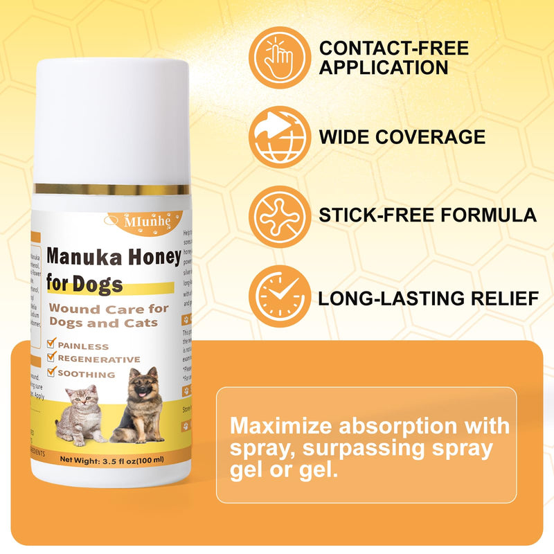 Manuka Honey for Dogs, Hot Spot & Rapid Wound Care, Accelerate Wound Healing, Soothes Itching & Inflammation, Supports Comfort – Manuka Honey Wound Care for Dogs, Cats, 3.5 oz