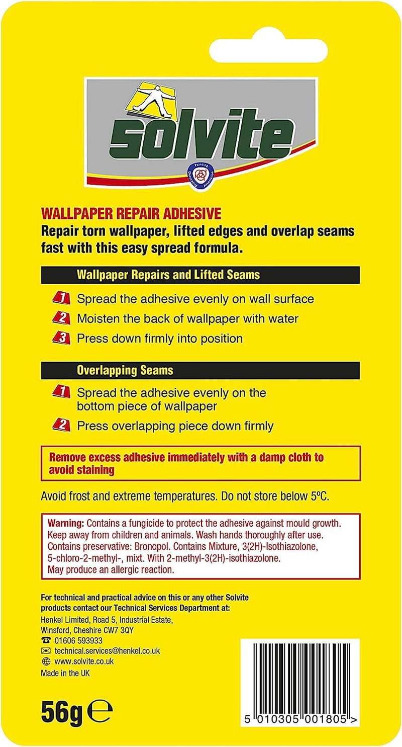 Wallpaper Repair Adhesive, Wallpaper Paste for Fixing Tears, Seams & Edges, Extra-Strong Glue for Seam Repair, Easy-Spread Wallpaper Glue, 1x56g Green/ Yellow