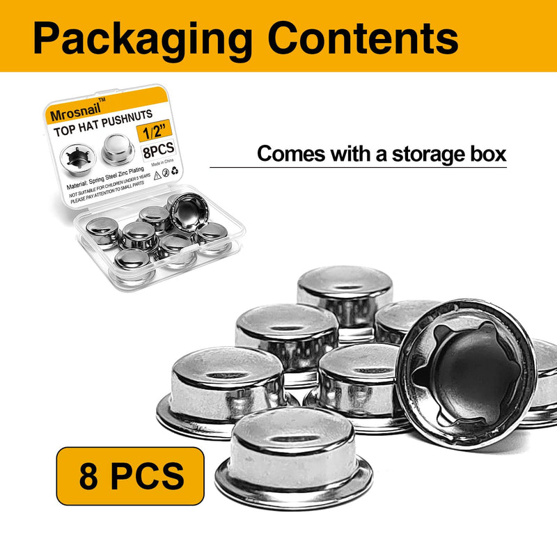 3/8" Push On Pushnut Caps, 6 Pcs 3/8" Axle Cap Nut Spring Steel For Rolling Bins Lawn Push Wagons Trucks Hardware