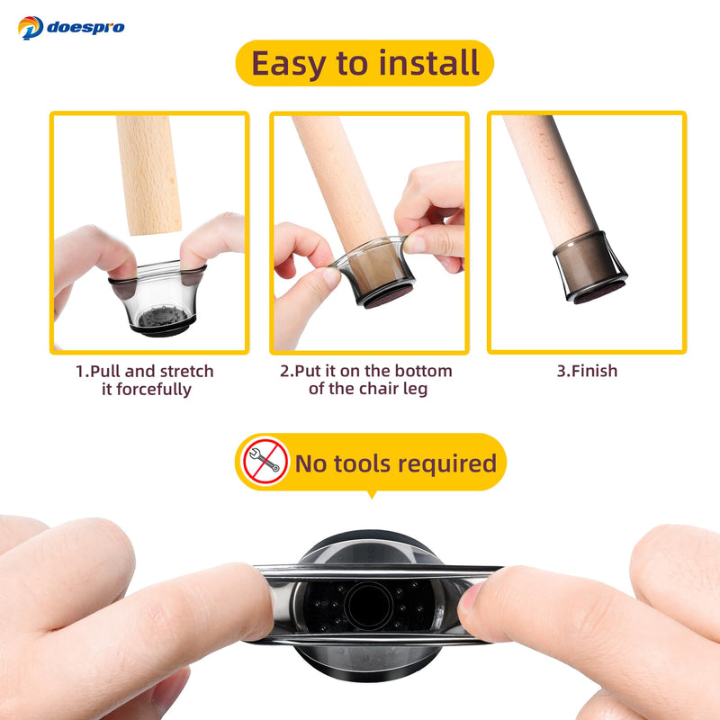 24 Pcs Extra Small Silicone Chair Leg Floor Protectors for Hardwood Floors Felt Furniture Pads Rubber Chair Leg Caps Silicone Cover Reduce Noise Anti Scratch-Black Round Fit (0.6 to 1 inch) 01-black-24pcs XS(Fit0.6"-1") Round