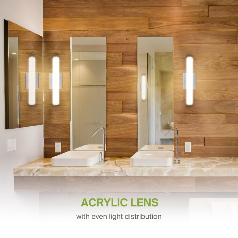 ASD LED 18 Inch Wall Mount Vanity Lighting Fixture | 20W 1500LM 3000K-5000K 120V | 3CCT, Dimmable, Energy Star, ETL Listed | Bathroom Linear Light Bar, Long Tube Bath Sconce | Nickel Brushed Nickel (1pk)
