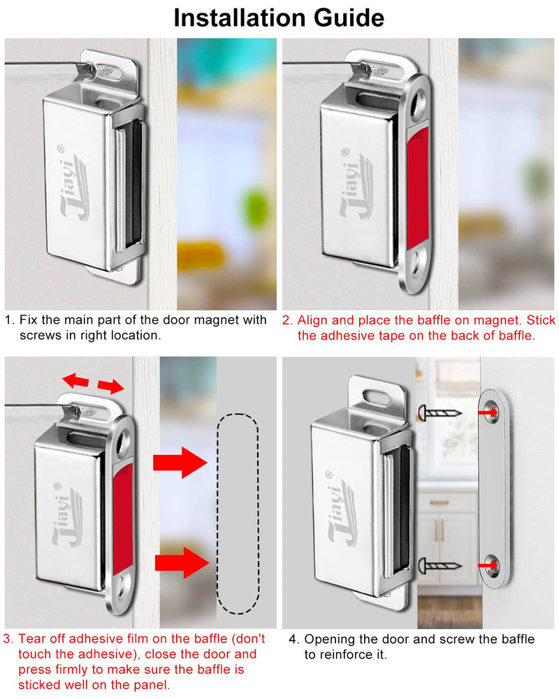 Cabinet Magnets Jiayi 12 Pack Magnetic Door Catch Stainless Steel Kitchen Cabinet Magnetic Catch Drawer Magnet for Cabinet Door Cupboard Magnetic Closures for Cabinet Magnetic Latches Cabinet Closer Silver