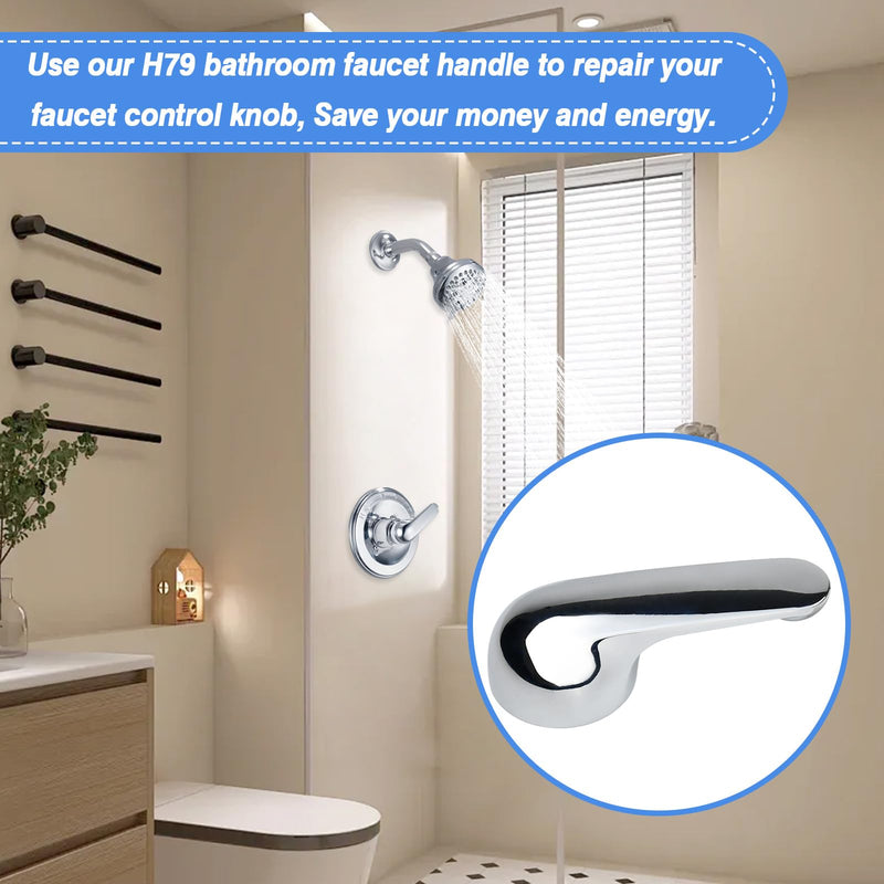 Tearel Shower Handle for Delta H79, Metal Replacement Handle, 4-Pack, Chrome, Direct Replacement for Delta 13 14 1300 1400 Series to Replace Old Crystal Knob, Sturdy and Solid Construction
