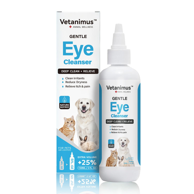 Eye Cleanser 150ml/5 fl.oz for Dogs, Cats, and Livestock Deeply Cleans Foreign Particles and Reduces Dryness 1 Bottle