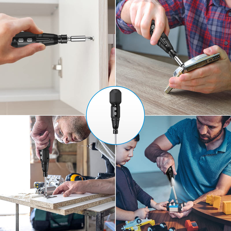 AMIR Electric Screwdriver Cordless, Rechargeable Power Screwdrivers Set, Portable Automatic Home Repair Tool Kit with LED Lights and USB Cable Black - NewNest Australia
