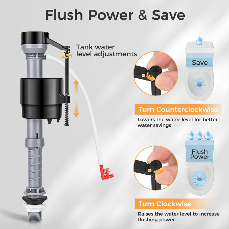 Universal Toilet Repair Kit for Inside Tank – Includes Adjustable Fill Valve & 2-Inch Flapper, Quiet & Easy Installation (Red, 1-Pack) Red