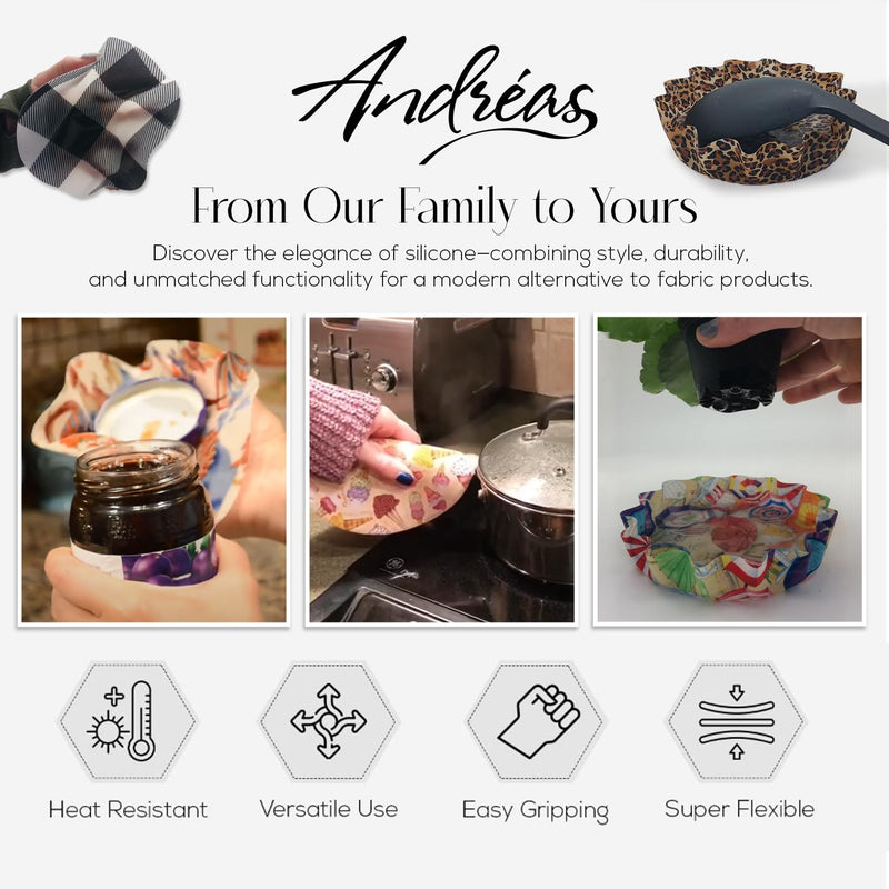 Andreas Silicone Rail Birds 8" Non-Slip Trivet/Pot Holder/Hot Pad – 100% Cotton Fabric Encapsulated in Silicone, Heat Resistant to 600°F – Flexible, Dishwasher Safe – USA Made, TR-HB1183