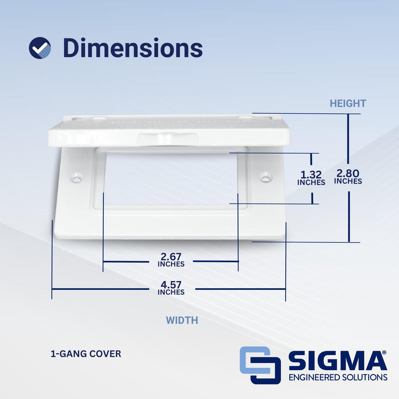 SIGMA ENGINEERED SOLUTIONS 14249WH Weatherproof Outdoor GFCI Outlet Cover, White, Metal, 1-Gang, Horizontal