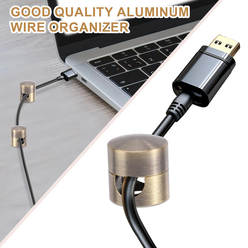 3pcs Cable Anchors for Desk, Phone Charger Cord Holders Metal Adhesive Cable Management Clips Aluminum Wire Organizer for Office Home Desktop Wall Nightstand (Bronze) Bronze