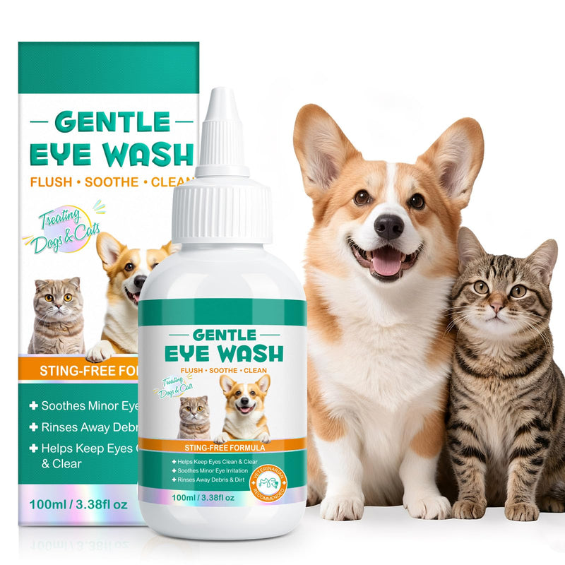 Pet Dog Eye Drops, Eye Drops for Dogs & Cats, Eye Drops and Wash for Pets, Soothes Irritation, Moisturizes Dry Eyes, Safe & Gentle Formula Daily Pet Care 100ml