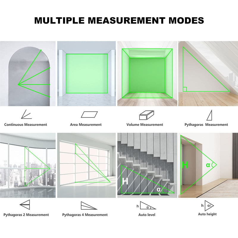 Mileseey S8GA Laser Measuring Tool Green Beam 230 ft, Green Light Laser Tape Measure with Angle Sensor, IP65, Pythagorean, Distance, Area, Volume Measuring, ±1/16in Accuracy… Green Beam - 230 ft