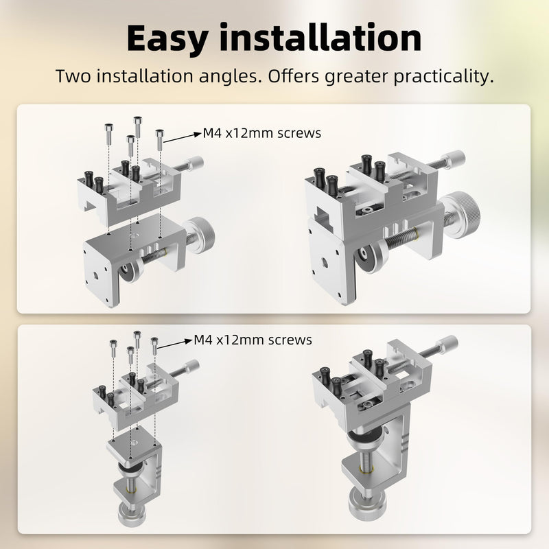 Mini Drill Press Vise & C-Clamp Desk Mount, Precision Aluminum Alloy Mini Vise with 0-1.85" Clamping Range, Universal Workbench Clamp for Woodworking, Jewelry Making, Precision Repair, DIY Gary Mini Vise+C-Clamp
