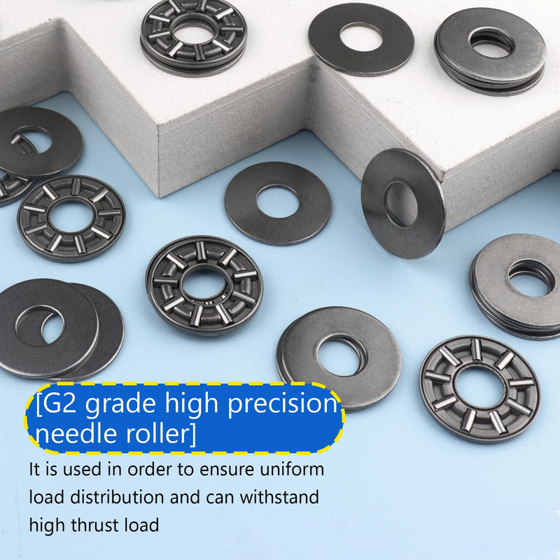 Atoplee Thrust Needle Roller Bearings with Washers,10 Set 8x19mm Thrust Needle Roller Industrial Bearing Each 1pc Cage Needle and 2pcs Washers [AXK0819 with 2AS] AXK0819+2AS 10