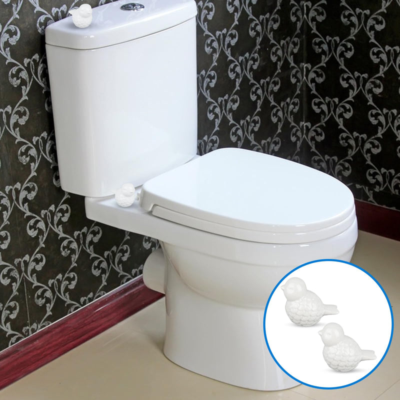 Ceramic Toilet Bolt Covers 2 Pcs Cute Bird Ceramic Covers for Toilet Bolts White Small Bird Toilet Bolt Decorative No Tools Required Easy Installation