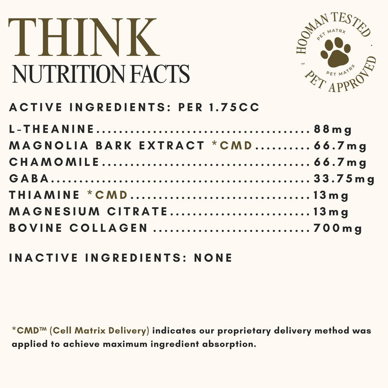 Think Cognitive and Calming Supplement with Collagen and Magnesium - Supports Nervous System Against Stress, Behavioral Challenges, and Cognitive Issues (Large/X-Large) Large/X-Large Breeds