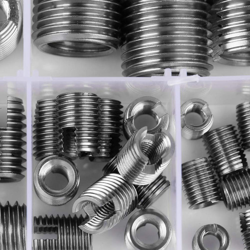 50Pcs Stainless Steel Inner Thread Self Tapping Thread Inserts Set Thread Reinforce Repair Tool M3- with a Storage Case