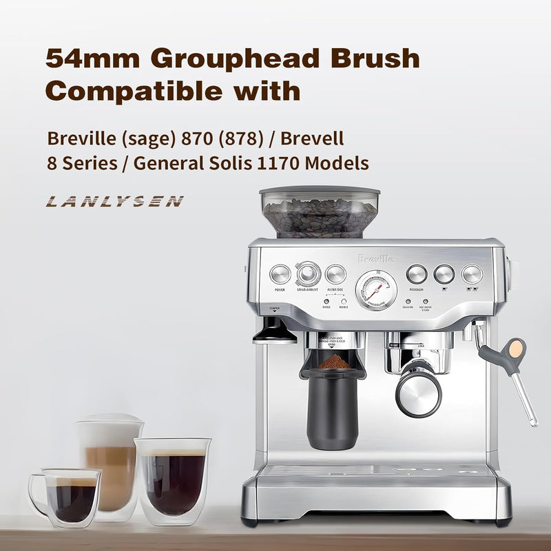 Espresso Coffee Machine Cleaning Brush, 360° Cleaning Push-Up Coffee Maker Brush, Espresso Machine Brush Coffee Cleaning Tool Compatible with 54mm Breville Machines Barista, Home, Kitchen Black