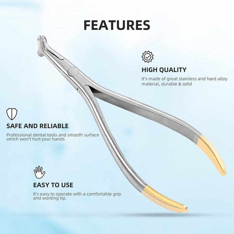 Dental Distal End Bending Plier Orthodontic NiTi Bender Forceps, Orthodontic Arch Wire Cinch Back Plier Hammerhead with Serrated for Dentist, Dental Students