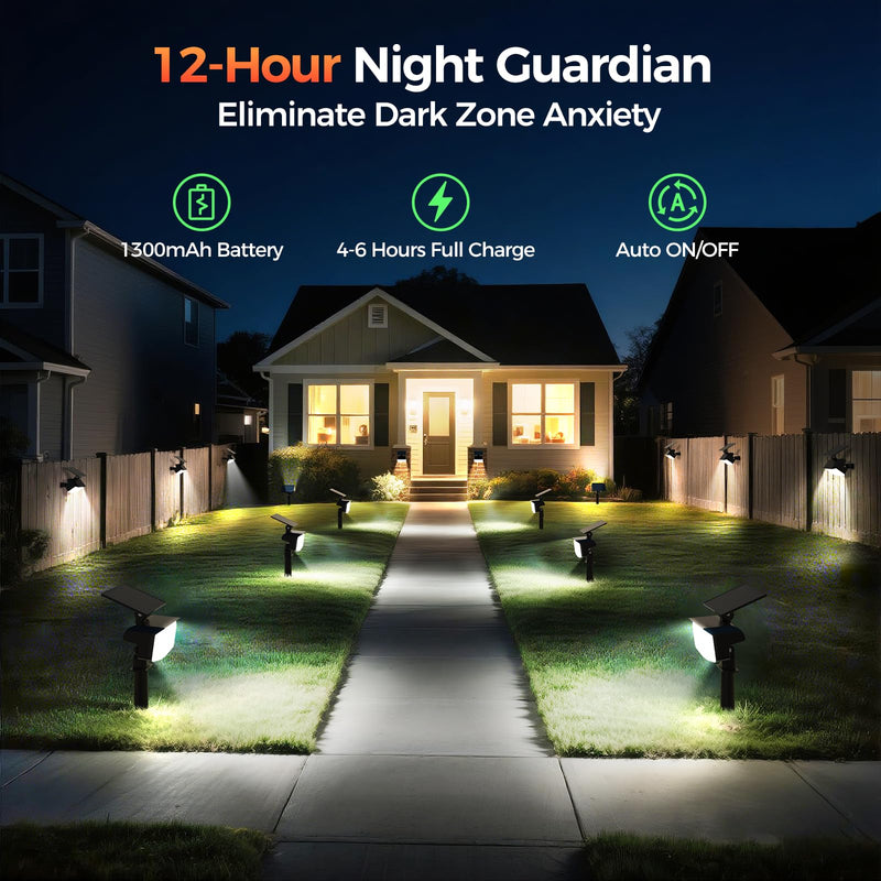 Solar Spot Lights Outdoor, 92 LEDs Landscape Lighting with 3 Lighting Modes and Auto On/Off, IP67 Waterproof Spotlights, Outdoor Solar Lights for Yard Garden, 6 Pack (Cool White) Cool White