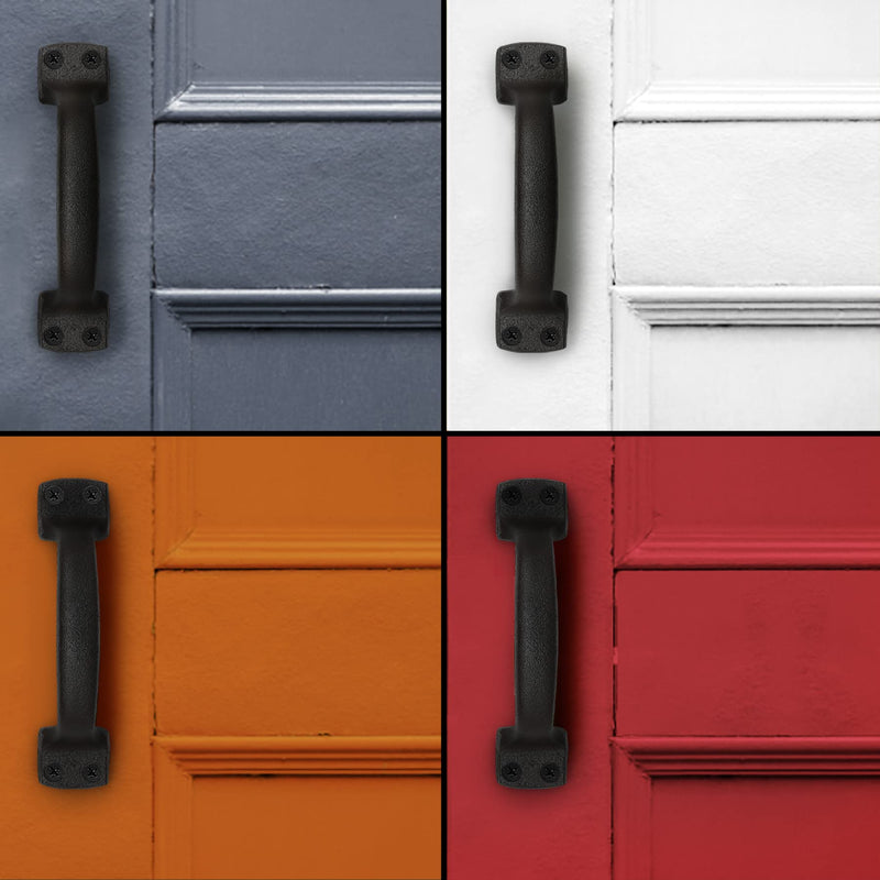 Rustic Barn Door Handles Black Cast Iron Gate Handle Vintage Metal Solid Heavy Duty Sliding Door Handle Fence Cabinet Pull Grab Handle, Set of 2, 7 Inch 7in