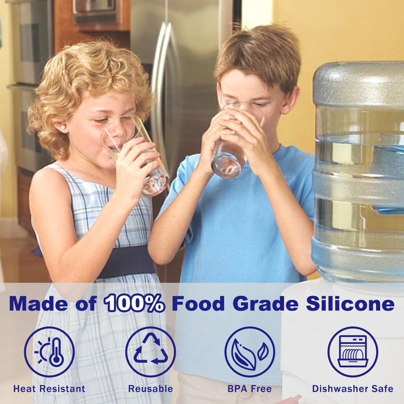 【4 PCS】 3 & 5 Gallon Water Jug Cap - 55mm Reusable Food Grade Silicone Water Bottle Cap for Standard/Screw/Crown Tops, Water Dispenser Replacement Lids, Non-Spill & Leak Free - 4 Pack