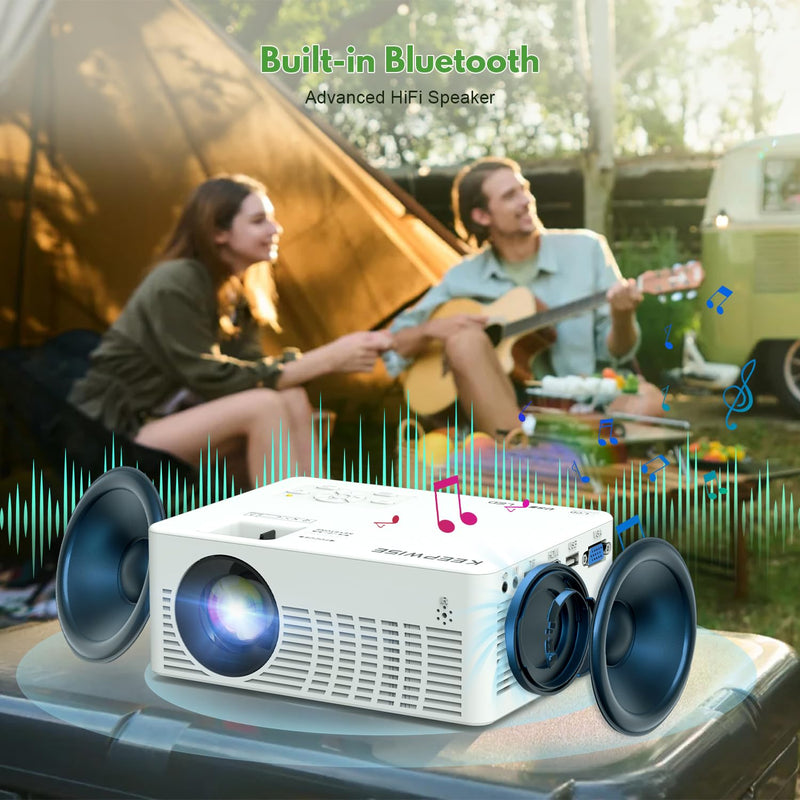 Mini Projector, 2023 Projector with WiFi and Bluetooth, 9500 Lux Movie Projector, 1080P Full HD Supported Outdoor Projector, Portable Projector Compatible with Android/iOS/Windows/TV Stick/HDMI/USB