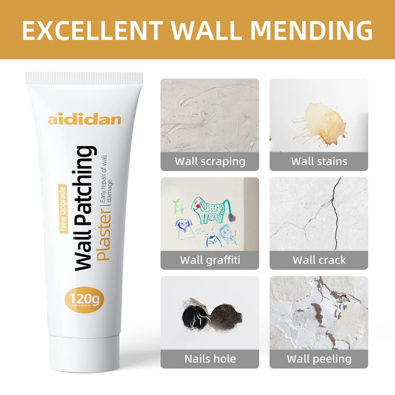 Drywall Repair Kit Hole Repair Patch Kits Wall Spackle Repair Paste Wall Mending Agent Quick Fix Solution for Home Wall, White Repair Putty Plaster Dent & Wood Scratch Repair 1 Pack