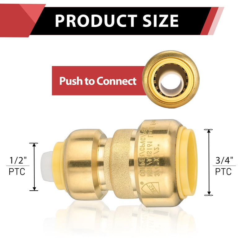 10piece Push Fit 3/4" x 1/2" Reducing Coupling 3/4" x 1/2" (P10)
