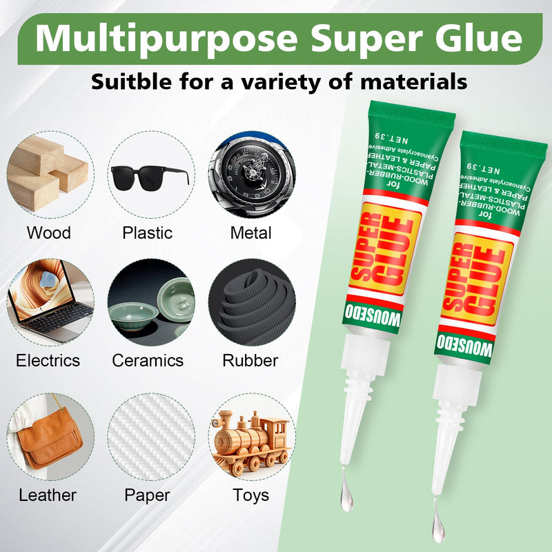 12 X 3g Super Glue Clear, Strong Adhesive,Super Glue Fast Drying Cyanoacrylate Glue for Wood,Rubber,Leather, Plastic, Metal, Rhinestone Jewelry, DIY Crafts… 12 X 3g