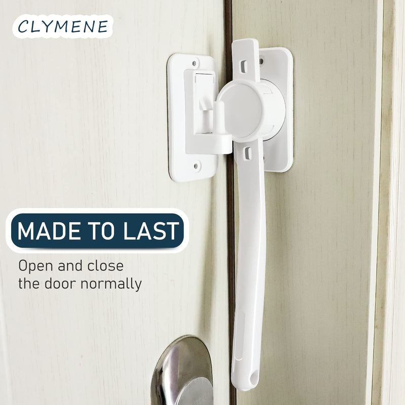 CLYMENE Cat Door Latch & Stopper, Adjustable Child Proof Door Lock and Pinch Guard, Let's Cats in and Keeps Dogs Out of Litter & Food, No Need for Pet Gates or Interior Cat Door (White) White