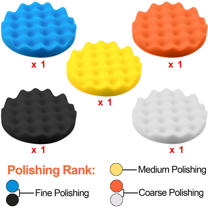 SIQUK 13 Pieces Buffing Pads 7 Inch Car Polishing Pad Kit Foam Wax Polisher Pads Car Buffer Attachment for Drill