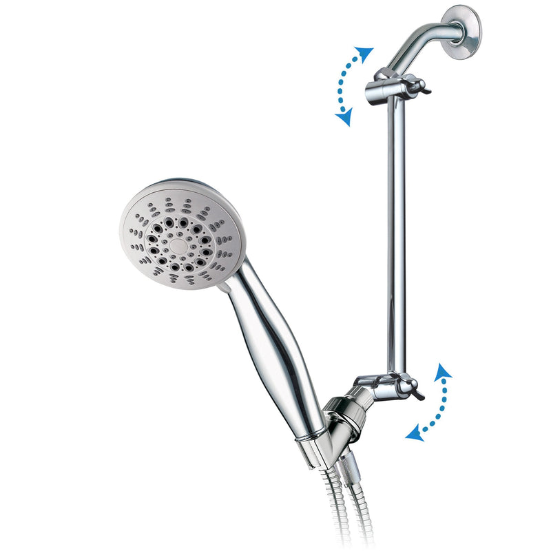Hotel Spa 11" Solid Brass Adjustable Shower Arm with Lock Joint, Chrome, 2-Ft Range, Universal Connection