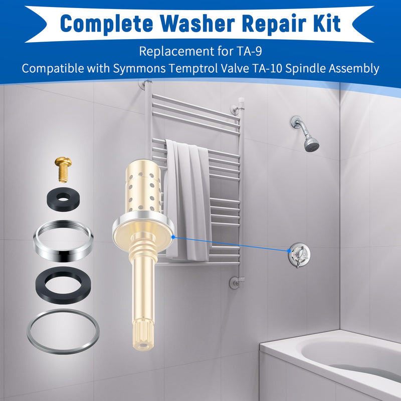 Enhon 4 Pack Washer Repair Kit Compatible with TA-9, Compatible with Symmons Temptrol Valve TA-10 Spindle Assembly, T-8 Cold Washer, T-7 Retainer, T-6 Hot Washers, T-5 Screw and T-11 Cap Gasket