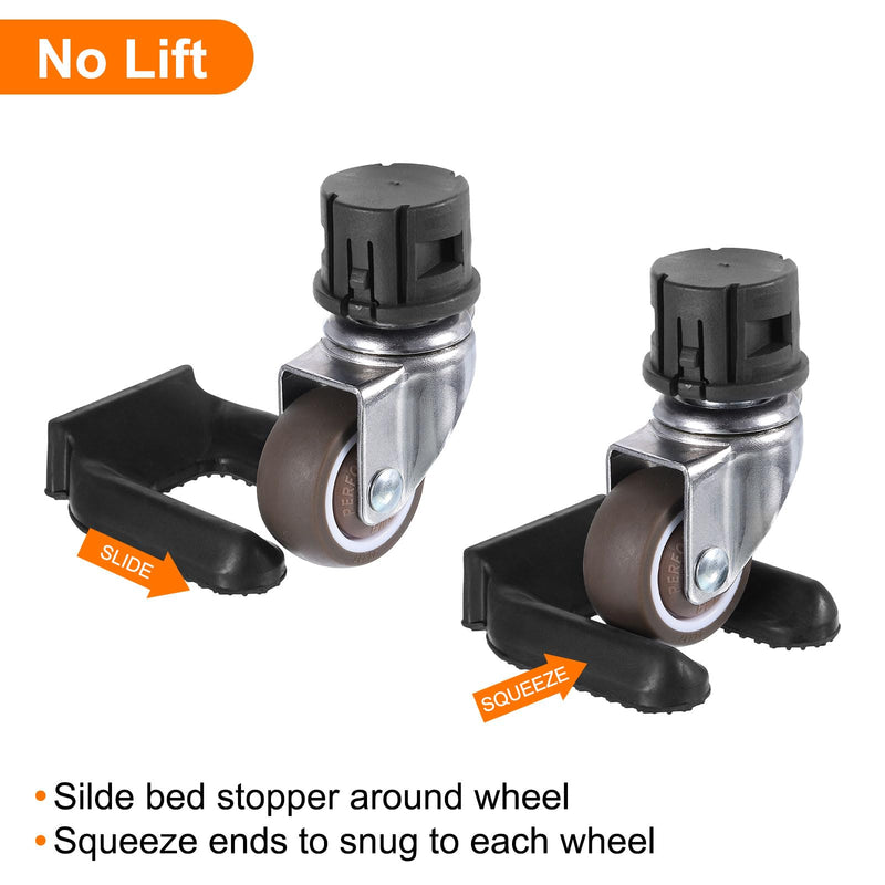 uxcell Wheel Stoppers, 4 Pcs 7.5cm Furniture Stopper Furniture Wheel Caster Cups Rubber Non-Slip Foot Mats Bed Caster Stoppers for Sofas Beds Hard Floors, Black
