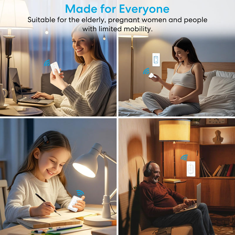 LoraTap 656ft Wireless Remote Control for Lamps and Household Appliances, No Hub Required, White (1 Remote + 3 Plugs)