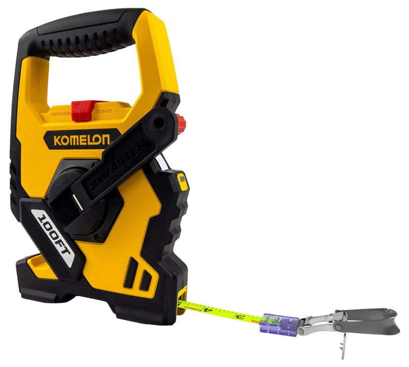 Komelon N9100 Open Reel Steel Tape Measure, 100-Feet, Yellow 30.5 m