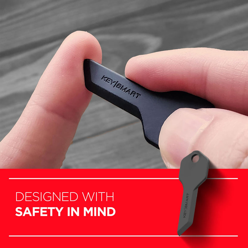 KeySmart Safe Box Cutter - Key-shaped Safe Package Opener For Everyday Carry, with Finger Protection Fits Perfectly on Keychain or Inside a KeySmart (Black) Black (1-pack)